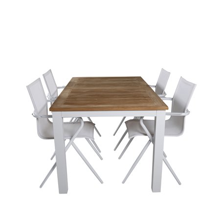 Panama - Pöytä - 152/210 * 90 - Vit Alu /Teak, Alina Dining Chair - valkoinen Alu / Valkoinen Textilene_4