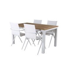 Panama - Pöytä - 152/210 * 90 - Vit Alu /Teak, Alina Dining Chair - valkoinen Alu / Valkoinen Textilene_4