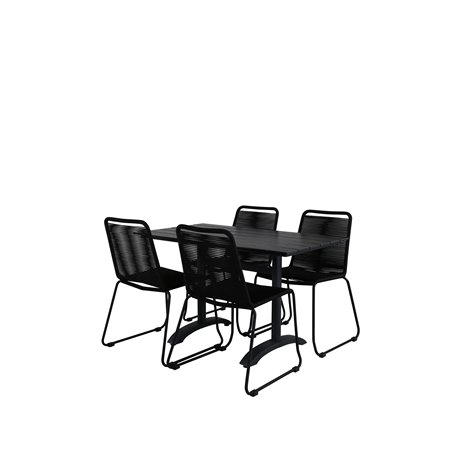 Denver 70*120 Black/Black, Lindos Stacking Chair – Black Alu/Black Rope