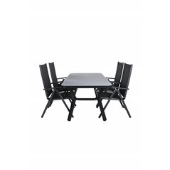 Virya ruokapöytä BLAC K Alu / Grey Glass - Pieni pöytälaatikko 5: Pos-tuoli - Black/Black_4