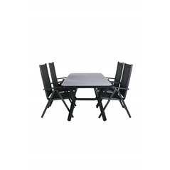 Virya Dining Table - BLACK Alu / Grey Glass - small table+Break 5:pos Chair - Black/Black_4