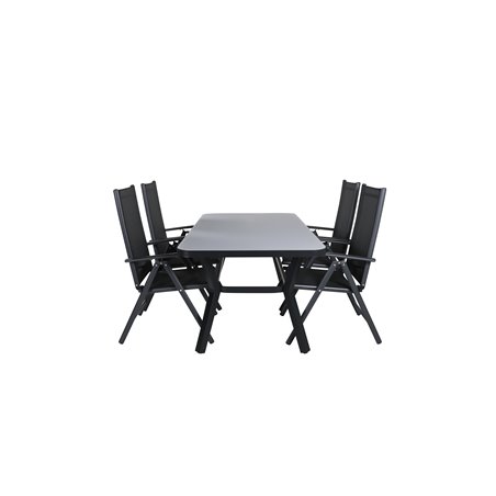 Virya ruokapöytä BLAC K Alu / Grey Glass - Pieni pöytälaatikko 5: Pos-tuoli - Black/Black_4