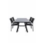 Virya Dining Table - BLAC K Alu / Grey GlassSanTorini Arm Chair Black Alu/Black Textilene (käytetty)