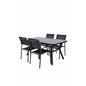 Virya Dining Table - BLAC K Alu / Grey GlassSanTorini Arm Chair Black Alu/Black Textilene (käytetty)