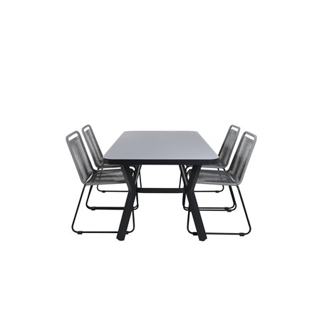 Virya Dining Table - BLACK Alu / Grey Glass - small table+Lindos Chair - Black/Grey_4