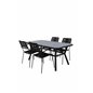 Virya matbord - svart Aluminium / grått glas - litet bord + lindos fåtölj - svart Aluminium / svart rep_4