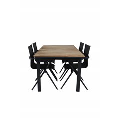 Mexico Table 160/240*90 - Black/Teak, Alina Dining Chair - Black Alu / Black Textilene_4