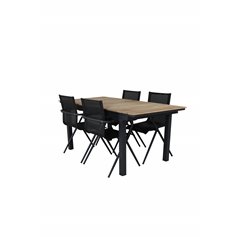 Mexico Table 160/240*90 - Black/Teak, Alina Dining Chair - Black Alu / Black Textilene_4