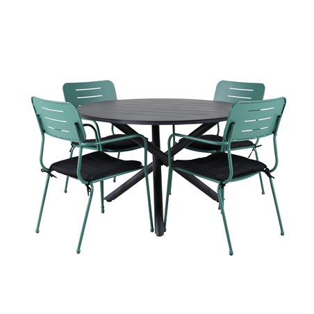 Alma Dining Table - Black Alu - ø120cm, Nicke Dining W, Armrest