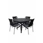 Alma Dining Table - Black Alu - ø120cm, Julian Dining Chair - Black Steel / Black Rope 4 4 4