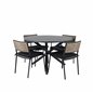 Alma Dining Table - Black Alu - ø120cm, Paola Päivällinen - Black Steel Nature Wicker/Black Cushion