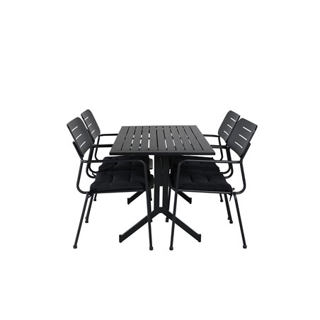 Way - Café Table - Black / Black 120*70cm, Nicke Dining chair w, armrest - Black Steel_4