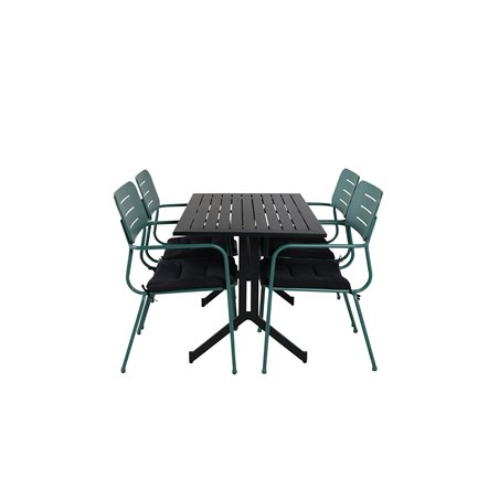 Way - Café Table - Black / Black 120*70cm, Nicke Dining chair w, armrest - Green Steel_4