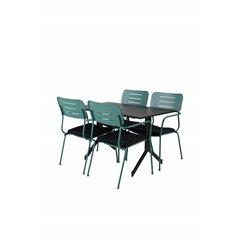 Way - Café Table - Black / Black 120*70cm, Nicke Dining chair w, armrest - Green Steel_4