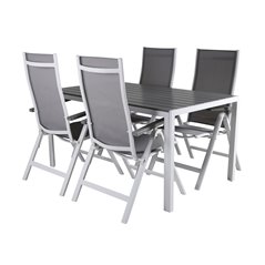 Break Table 150*90 - White/Grey, Albany Light 5-pos white alu / Grey Textilene_4