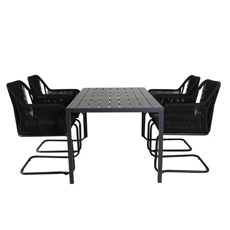 Break Table 150*90 - Black/Black, Lindos Karmstol med svikt Svart stål / Svart rep_4