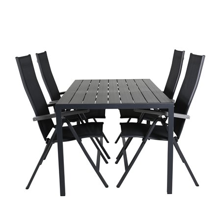 Break Table 150*90 - Black/Black, Albany Light 5-pos - black / Black textilene and grey teak_4