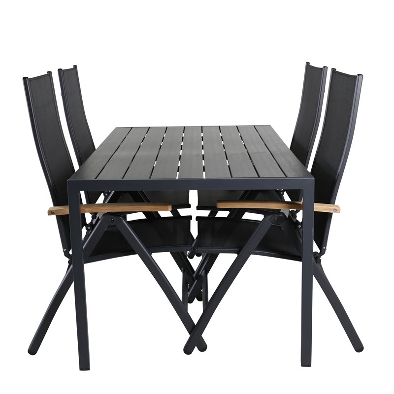 Break Tabell 150 * 90 - Svart / svart, Panama Light 5-Pos stol svart / svart och teak_4