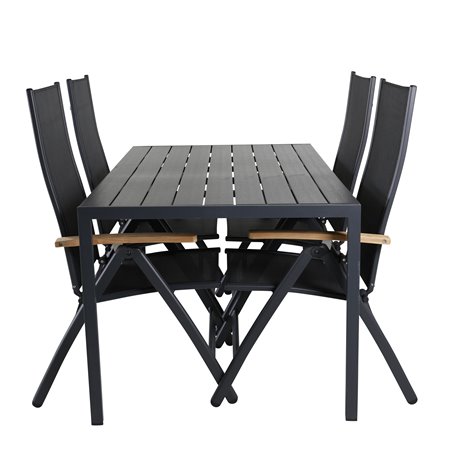 Break Table 150*90 - Black/Black, Panama Light 5-pos Chair Black / Black and teak_4