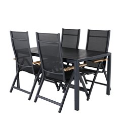 Break Table 150*90 - Black/Black, Panama Light 5-pos Chair Black / Black and teak_4