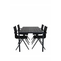 Break Table 150*90 - Black/Black, Alina Dining Chair - Black Alu / Black Textilene_4