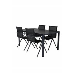 Break Table 150*90 - Black/Black, Alina Dining Chair - Black Alu / Black Textilene_4