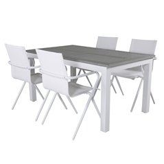 Albany Table - 160/240 - White/GreyAlina Dining Chair - white Alu / White Textilene_4