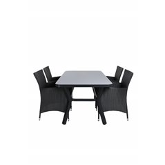 Virya Dining Table - BLACK Alu / Grey Glass - small table+Knick Armchair - Black_4