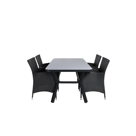 Virya ruokapöytä BLAC K Alu / Grey Glass - Pieni pöytä Knick Armchair