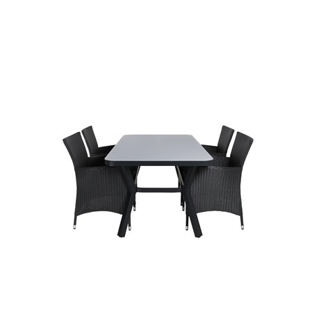 Virya Dining Table - BLACK Alu / Grey Glass - small table+Knick Armchair - Black_4