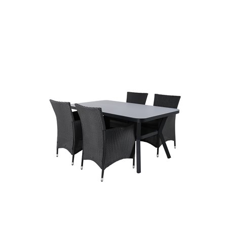 Virya Spisebord - SORT Alu / Grå Glas - lille bord + Knick Lænestol - Sort_4