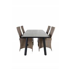 Paola Dining Table - Black Steel / Nature Wicker - 200*100+Padova Chair (Recliner) - Nature/Nature_4