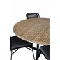 Cruz Spisebord - Sort Stål / Acacia (teak-look) ø140cm, Julian Dining Chair - Sort Stål / Sort Reb (stabelbar) _4