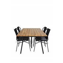 Chan Dining Table - Black Steel / Acacia - 200cm+Julian Black Steel / Black Rope (pinottavissa) 4 4 4