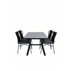 Virya Dining Table - BLAC K Alu / Grey Glass - Small Table+Julian Black Steel / Black Rope (pinottavissa) 4 4 4