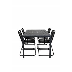 Break Table 150*90 - Black/Black, Lindos Stacking Chair - Black Alu / Black Rope_4