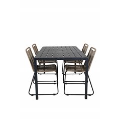 Break pöytä 150*90 Black/Black, Lindos Stacking Chair - Black Alu / Latte Rope