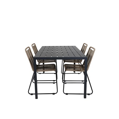 Break Table 150*90 - Black/Black, Lindos Stacking Chair - Black Alu / Latte Rope_4
