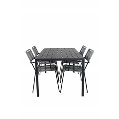 Break Table 150*90 - Black/Black, Lindos Armchair - Black Alu / Grey Rope_4