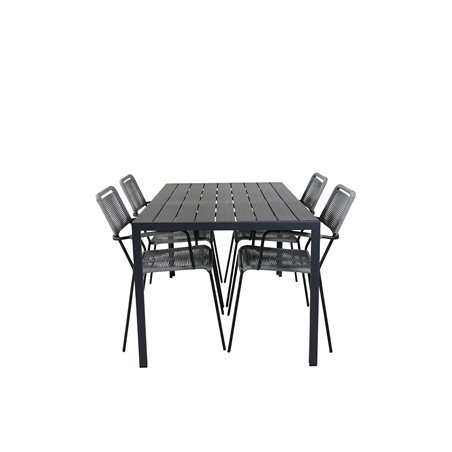 Break Table 150*90 - Black/Black, Lindos Armchair - Black Alu / Grey Rope_4