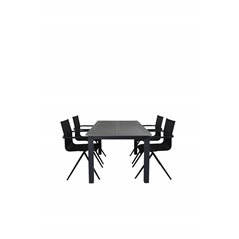 Albany Table - 152/210 - Black/Grey+Alina Dining Chair - Black Alu / Black Textilene_4