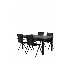 Albany Table - 152/210 - Black/Grey+Alina Dining Chair - Black Alu / Black Textilene_4