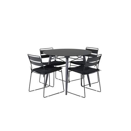 Santorini Matbord ø 100 - svart alu / grå glas, Lina Dining Chair - Black_4