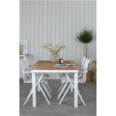 Panama Table 160/240 - White/Teak, Alina Dining Chair - white Alu / White Textilene_4