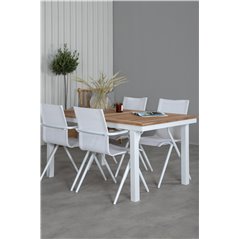 Panama Table 160/240 - White/Teak, Alina Dining Chair - white Alu / White Textilene_4