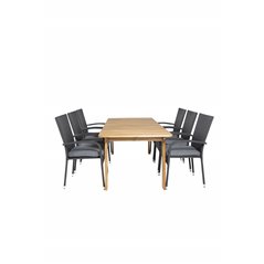 Marion Dining Table - 180*90*H74 - Acacia, Anna Chair - Black_6