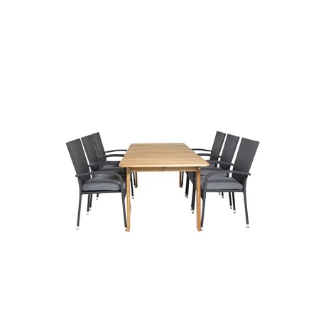 Marion Dining Table - 180*90*H74 - Acacia, Anna Chair - Black_6