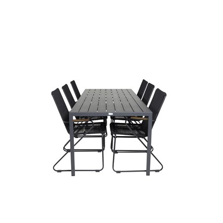 Break Table 205*90 - Black/Black, Bois Armchair - Black Alu / Black Rope / Acacia_6