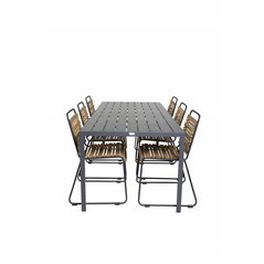 Break Table 205*90 - Black/Black, Bois Dining Chair - Black Alu / Acacia