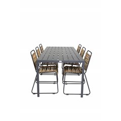 Break Table 205*90 - Black/Black, Bois Dining Chair - Black Alu / Acacia_6